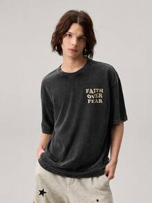 Vaulklash 男士休闲字母图案印花圆领夏季短袖 T 恤，适合朋友 - 黑色 - 查看 6