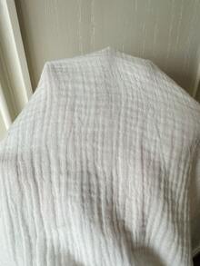SHEIN EZwear 女款紋理素色抽繩腰直筒寬鬆長褲 - 白色 - 查看 3