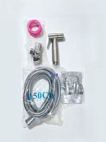 1 Set Stainless Steel Bidet Toilet Shower Set, With Bidet Seat, Handheld Shower Head, Dual-Function Diverter Valve, 1.5m Shower Hose & Sprayer Holder For Bathroom - multicolor - View 5