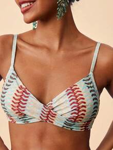 Travachic Women's Summer Beach Colorblock Ruched Sexy Bikini & Triangle Bottom Two-Piece Swimsuit Set - Multicolor - View 8