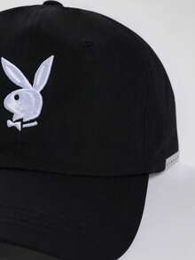 PLAYBOY X SUMWON Bunny Logo Embroidered Dad Cap Baseball Hat Adjustable Unstructured Low Profile Summer Everyday Cap - Black - View 3