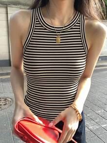 DAZY 秋冬季休季修身優雅純色女款背心 Y2K - 棕色 - 查看 3