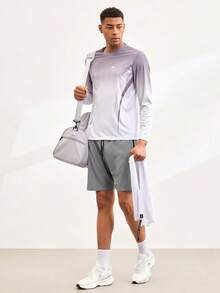 Driftmere 1pc Men's Printed Sports Shorts, 5-Point Basketball Shorts, Training 5-Point Pants, Spring/Summer 2025 New Arrival - Dark Grey - View 4