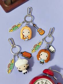 FRIENDS X POKOJA LAND FRIENDS 1pc 3D Creative Keychain Pendant, Cute Cartoon Character Design, Stereoscopic Detail With Durable Hanging Chain, Adorable Bag Charm & Key Accessory For Daily Use And Gift Giving - Yellow - View 7