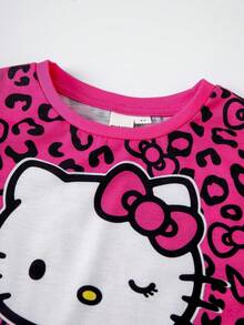 HELLO KITTY AND FRIENDS | SHEIN Kleine Mädchen Buchstaben Cartoon Muster Kurzarm T-Shirt und Shorts Lässig Alltag Set - Verschiedenfarbig - Übersicht 3