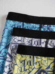 SHEIN | PAW Patrol 3pcs Young Boy Cute & Adorable Elastic Waist Boxer Briefs - Blue and White - View 4