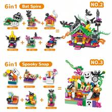 POKOJA LAND 1061 قطعة مجموعة مكعبات بناء هالوين 6 في 1، 36 نمط ثقوب عمياء، مكعبات DIY ممتعة، لعبة بناء اليقطين والشبح والخفافيش، هدية هالوين للأطفال، لعبة تعليمية STEM - متعدد الألوان - مشاهدة 3