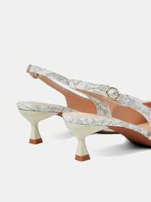 CUCCOO HITCHD Silver Lace Back Empty Shoes French Pointed Buckle Strap Stiletto Commuter Banquet High Heels - Silver - View 10