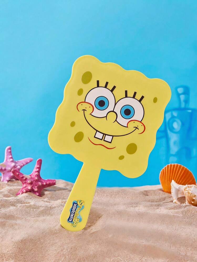 SpongeBob SquarePants | Joivida 1 pieza Espejo de mano con diseño cuadrado portátil y diseño de dibujos animados, con reflejo de alta definición, perfecto para retoques de maquillaje, baño, tocador, dormitorio, viaje, un divertido regalo de cumpleaños o Navidad para mujeres, niñas, familia y amigos - Unitalla - Añade 4