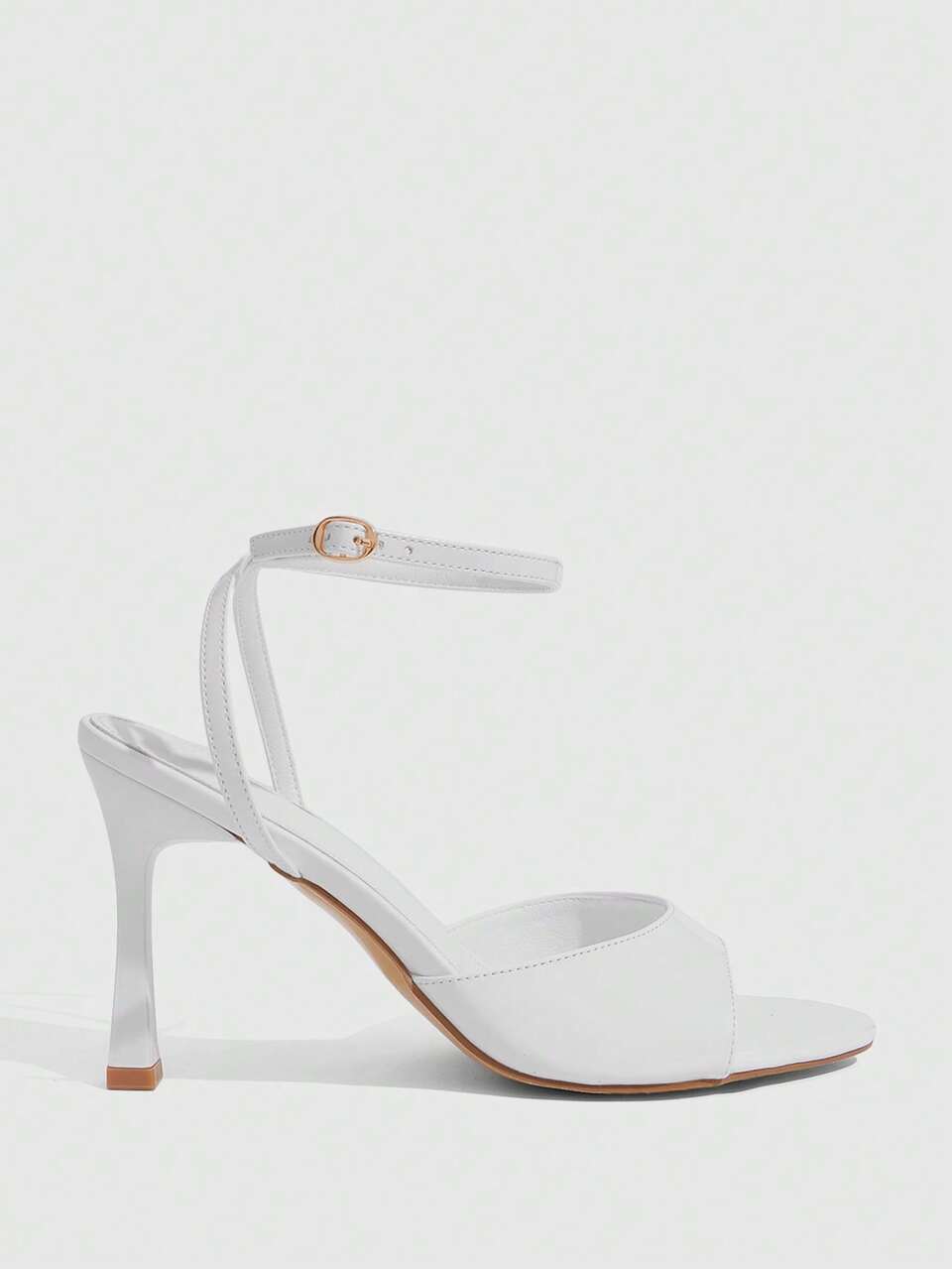CUCCOO SZL Wedding Season 9CM Women's High Heel Sandals With Cross Straps, Glossy White High Heels, Versatile Comfortable Daily Party Date Gathering Outdoor Wear Women's Shoes