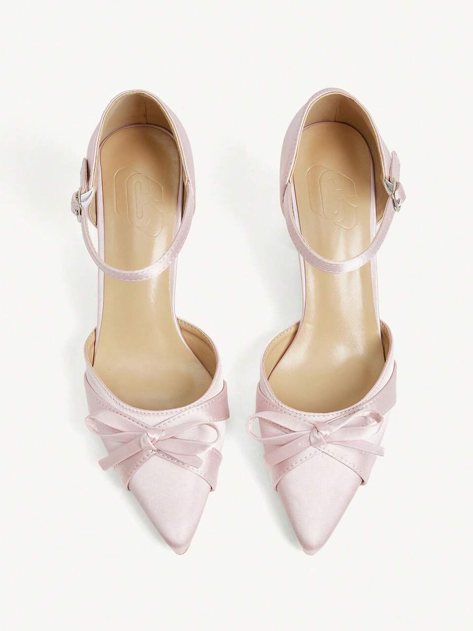 CUCCOO CHICEST Pink Satin Thick Heel Pointed Bow Strap Women's High Heels Fall Shoes