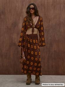MUSERA Brown Sunflower Crochet Knit Crochet Top Only Summer Autumn Everyday Date Night Holiday Vacation Dazed - Brown - View 2
