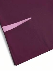 TaskEZ Solid Color Patchwork V-Neck Short Sleeve Top And Pants Scrub Uniform Set - Red Violet - View 6