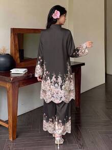 Modelyn 春夏女款V領刺繡時尚寬鬆兩件套 - 彩色 - 查看 2