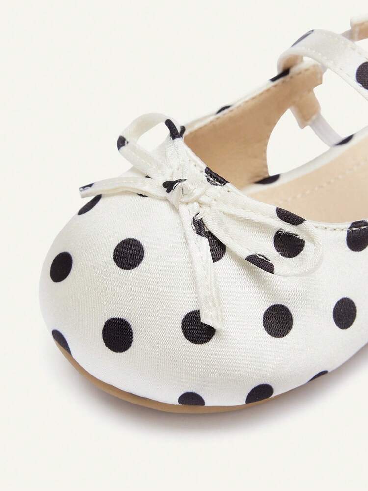 Cozy Pixies Fashion Versatile Casual Pastoral Cute Bow Spring Autumn Black And White Polka Dots Girls Party Party Elegant Fun Cute Baby Flat Shoes - Black and White - View 6