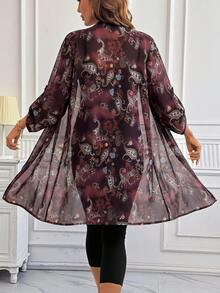 SHEIN Clasi 女款度假時尚腰果圖案印花單排扣襯衫 - 彩色 - 查看 2