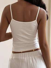 DAZY Women's Solid Color Casual Versatile Camisole Tank Top For Daily Wear - White - View 3