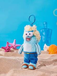 SpongeBob SquarePants | POKOJA LAND 1個 X POKOJA LAND 3D 絨毛吊飾鑰匙圈，藍色爆炸頭魚形，趣味瘋狂設計，可掛在包包、鑰匙、書包上，生日或週年紀念的幽默禮物 - 藍色 - 查看 3
