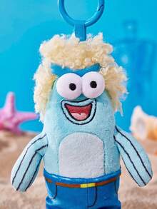 SpongeBob SquarePants | POKOJA LAND 1個 X POKOJA LAND 3D 絨毛吊飾鑰匙圈，藍色爆炸頭魚形，趣味瘋狂設計，可掛在包包、鑰匙、書包上，生日或週年紀念的幽默禮物 - 藍色 - 查看 4