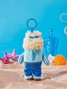 SpongeBob SquarePants | POKOJA LAND 1個 X POKOJA LAND 3D 絨毛吊飾鑰匙圈，藍色爆炸頭魚形，趣味瘋狂設計，可掛在包包、鑰匙、書包上，生日或週年紀念的幽默禮物 - 藍色 - 查看 2