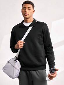 Driftmere Men's Stand Collar Zip-Up Casual Versatile Daily Wear Long Sleeve Sweatshirt - Black - View 6