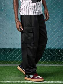 EVRINFINITE Men's Casual Lightweight Multi-Pocket Cargo Pants, Fashionable Workwear Trousers For Spring & Autumn - Black - View 5