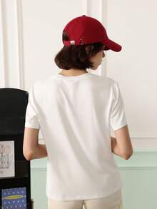 Chillnights Women's Letter Print Casual Daily Home Short Sleeve Pajama Top - White - View 3