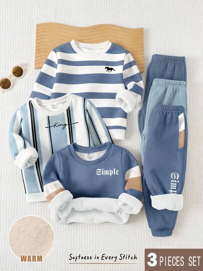 Young Boys Loose Sports Casual Comfortable Long Sleeve Sweatshirt & Pants 2 Pieces Set, Suitable For Autumn/Winter, Classic Color Block Patchwork Pattern Print, Cool Gothic Text Graphic Print