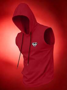 SUPERMAN X SHEIN RISE LYT Men's Fashion Printed Hooded Sports Tank Top For Running And Fitness - Red - View 7