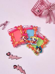 THE POWERPUFF GIRLS X Joivida 1件裝卡通圖案壓克力磁吸相框展示架，適用3英吋迷你照片，直立式設計，紫色與粉色兩款可愛邊框可選，簡約創意，適合派對、生日、節日禮物，不含磁鐵 - 均碼 - 查看 6
