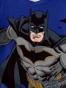 BATMAN X SHEIN 青少年男孩卡通印花圆领短袖休闲T恤 - 白色 - 查看 4