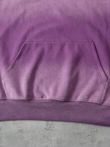 ROMWE MEN Street Life Men's Streetwear Gradient Color Long Sleeve Drawstring Pocket Hooded Sweatshirt - Purple - View 4
