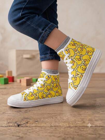 tenis lona niño niña unisex casual urbano moda zapatillas confort ligeros y flexibles para caminar 12mx-21mx primeros pasos a 10 años escolar con diseño de patos de hule