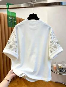 Resyla 豹紋印花女款夏季上衣 T-shirt，時尚優雅簡約風，白色動物圖案，適合姐妹、媽媽禮物，休閒日常派對穿搭 - 白色 - 查看 2