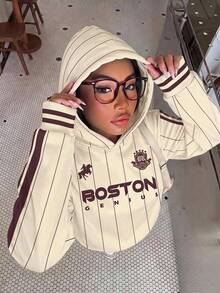 青少年女孩休閒簡約寬鬆舒適運動衫，適合秋冬穿著 - 彩色 - 查看 2