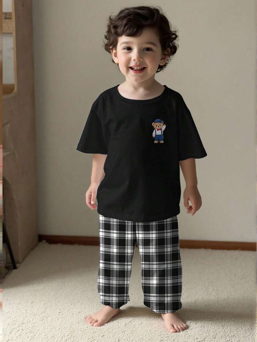 SHEIN Baby Boy Loose Casual Style Pajama Set, Suitable For Summer - Multicolor - View 1