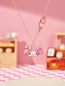HELLO KITTY AND FRIENDS | SHEIN Nouveau pendentif de poupée nœud mignon de dessin animé créatif, collier exquis 1 pièce, convient pour diverses fêtes, concerts, festivals, cadeau parfait - Doré - Voir 5