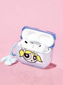 THE POWERPUFF GIRLS X SHEIN 卡通圖案防摔保護藍牙耳機保護殼附吊飾，適用於 iPod - 彩色 - 查看 2