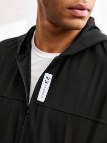 Driftmere 1pc Casual Sports Hooded Jacket, Zipper Closure, Regular Fit, Suitable For Hiking, Running, Outdoor Activities, Father''s Day - Black - View 6