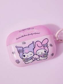 HELLO KITTY AND FRIENDS | Joivida 1個可愛卡通印花透明耳機保護殼適用於Pro，防震保護，附贈配套掛繩，青少年時尚配件，適合日常使用或作為有趣的禮物送給朋友 - 粉色 - 查看 2