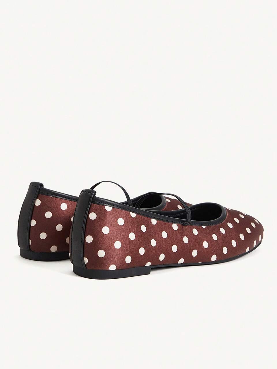 CUCCOO CHICEST Women's Shoes New Polka Dot Mary Jane Women's Flats Women's Retro Style Word With Ballet Satin Brown Shoes Commuting Versatile
