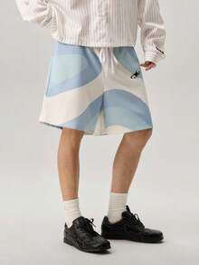 Loose Fit Men's Color Block Print Sports Shorts, Suitable For Summer Wear - Multicolor - View 4