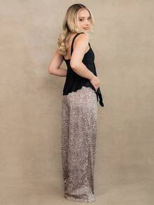 Ximena Robles Ximena Robles Thin Sexy Leopard Print Wide Leg Pants, Suitable For Casual Wear, Back To School Fall Cloth For Women Vacation Summer - Multicolor - View 2