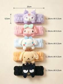 HELLO KITTY AND FRIENDS | Joivida 1個女性用小狗3D毛絨洗臉髮帶，護膚與化妝髮圈，防水防泡沫蓬鬆髮箍，柔軟防滑髮帶，適合浴室、旅行、水療，生日或週年紀念的可愛禮物 - 彩色 - 查看 3