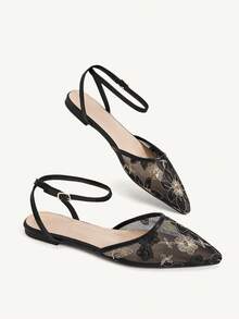 CUCCOO CHICEST Women's Mesh Embroidered Flat-Soled Shoes Fall Shoes - Black - View 4