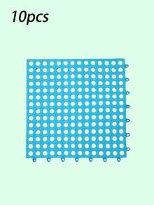10 Pieces Per Set, Multi-Color Hollow Plastic Waterproof Pool Mats, Interlocking Floor Tiles With Drainage Holes, Anti-Slip Shower Mats, Bathroom Accessories, Colorful Grid Mats Suitable For Terraces, Balconies, Dog Kennels And Poultry Farms - multicolor - View 4