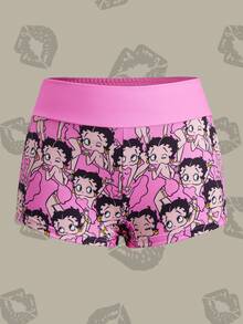 Betty Boop x SHEIN Women's Cartoon Print Casual Daily Hipster Panties - Pink - View 1
