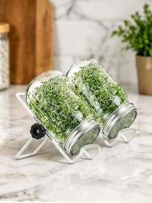 Reusable Stainless Steel Cover With A Bracket And Drainage Channel, Suitable For 86-Millimeter Wide-Mouth Mason Jars, Used For Planting Organic Alfalfa, Broccoli And Mung Bean Seeds. - Mason Jar - View 5