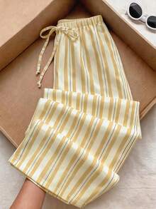 Comfortcana Women's Striped Casual Versatile Daily Wear Long Pants Vacation Holiday Blue And White Stripe Autumn Lounge - Multicolor - View 1