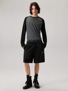 Men's Letter Print Drawstring Waist Casual Shorts - Grey - View 7